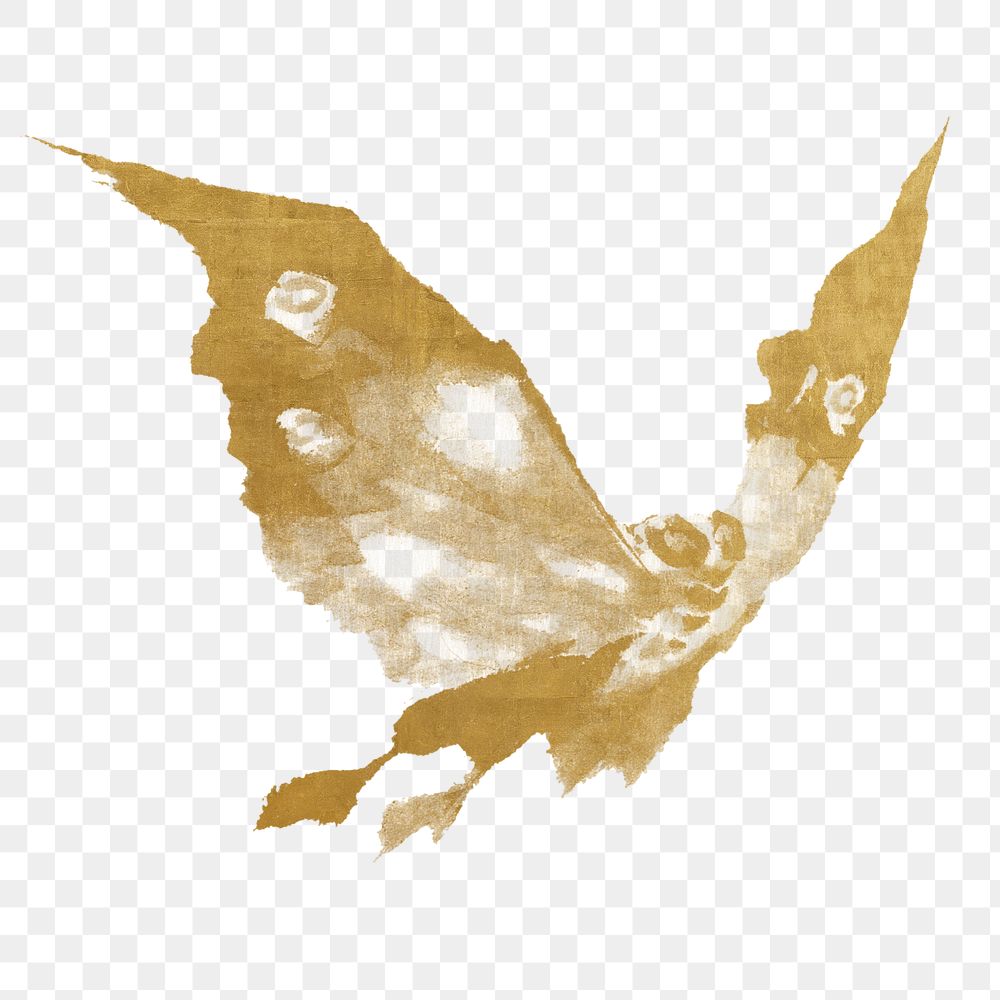 Hokusai&rsquo;s gold moth png sticker on transparent background. Remixed by rawpixel.