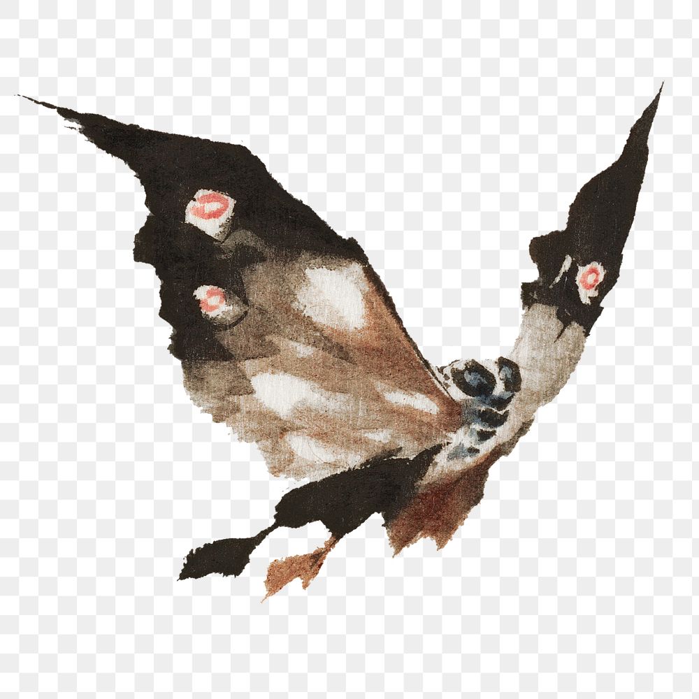 Hokusai’s moth png sticker on transparent background. Remastered by rawpixel. 