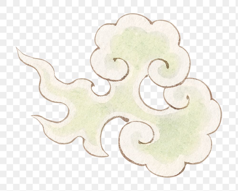 Japanese cloud png sticker, transparent background.   Remastered by rawpixel. 