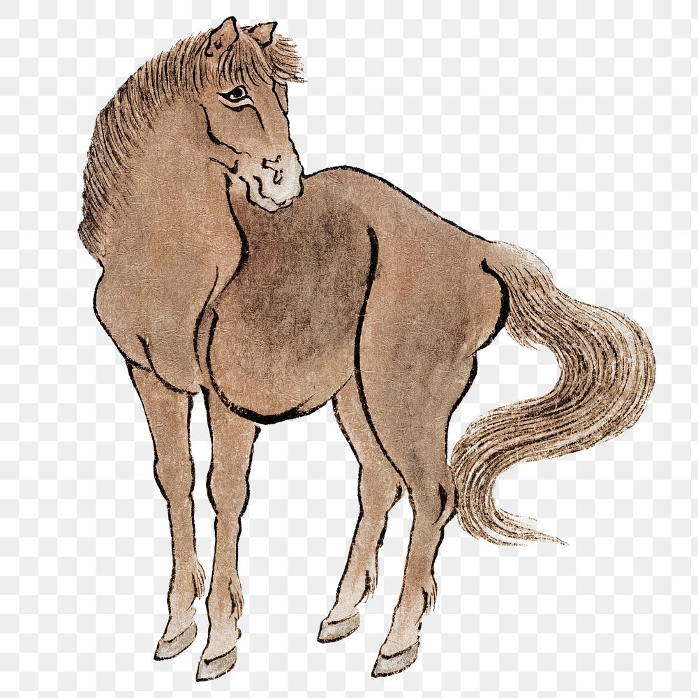 Japanese horse png sticker, transparent background. Remastered by rawpixel. 