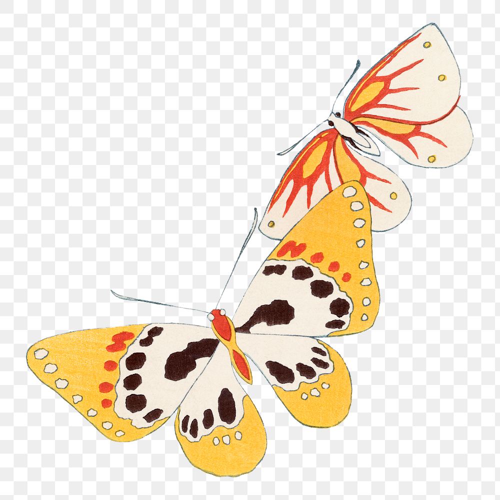 Vintage butterflies png sticker, isolated insect illustration, transparent background