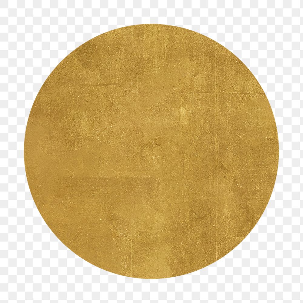 Gold textured circle png sticker, geometric shape, transparent background