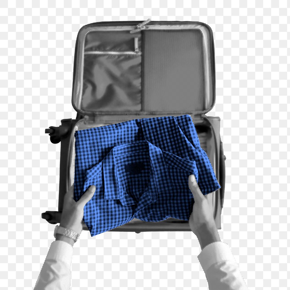 Hands packing luggage png sticker, travel photo, transparent background