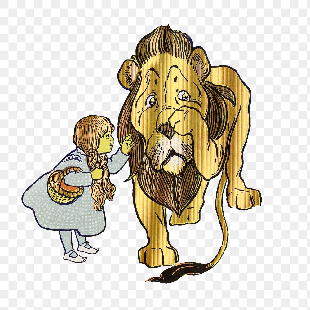 Dorothy meets the cowardly lion png from Wizard of Oz on transparent background. Remastered by rawpixel