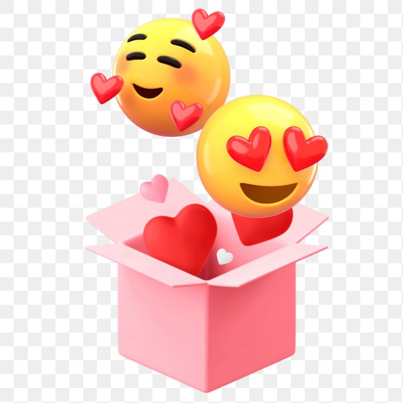 Love 3D png emoticon sticker, transparent background