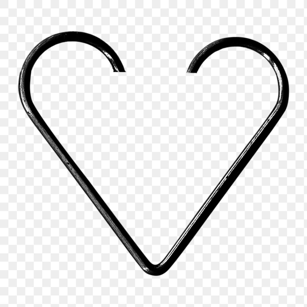 Heart paper clip png sticker, stationery image, transparent background