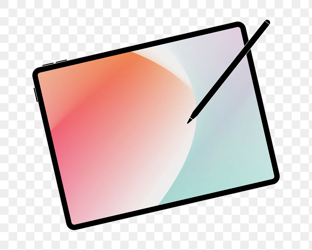 Tablet png gradient screen sticker, transparent background