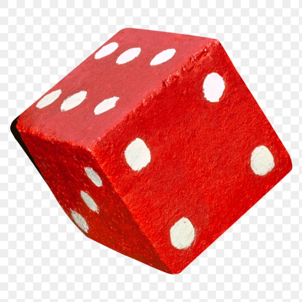 Red dice cube png sticker, transparent background