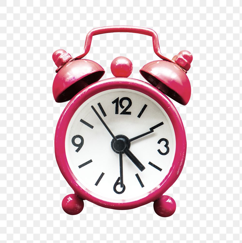 Pink alarm clock png sticker, transparent background