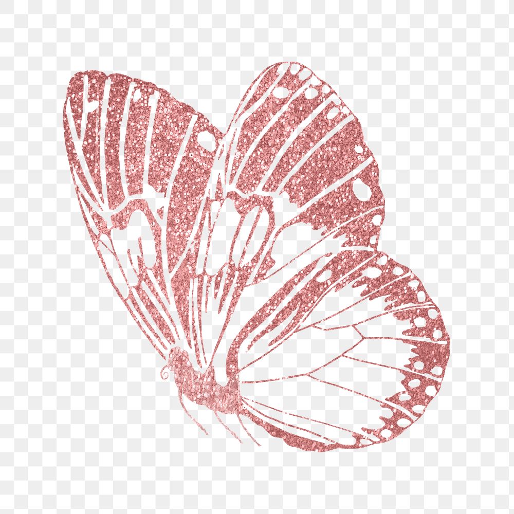 Pink butterfly png sticker, sparkly aesthetic design, transparent background. Remixed from the artwork of E.A. Séguy.