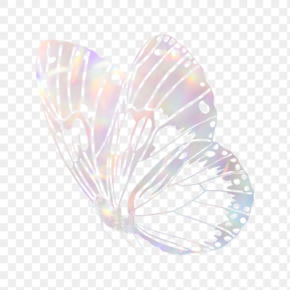 Aesthetic butterfly png sticker, holography design on transparent background. Remixed from the artwork of E.A. Séguy.