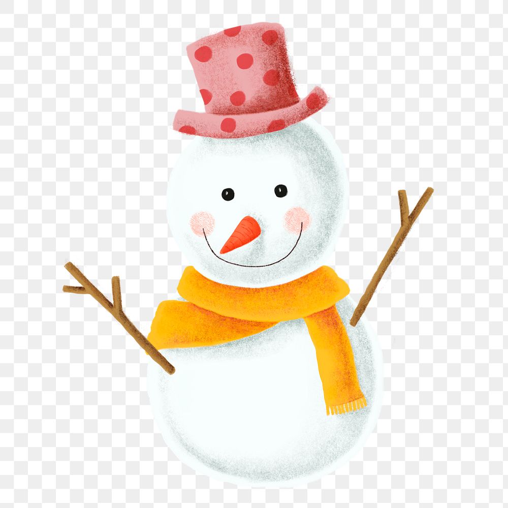 Cute snowman png sticker, Christmas celebration, transparent background