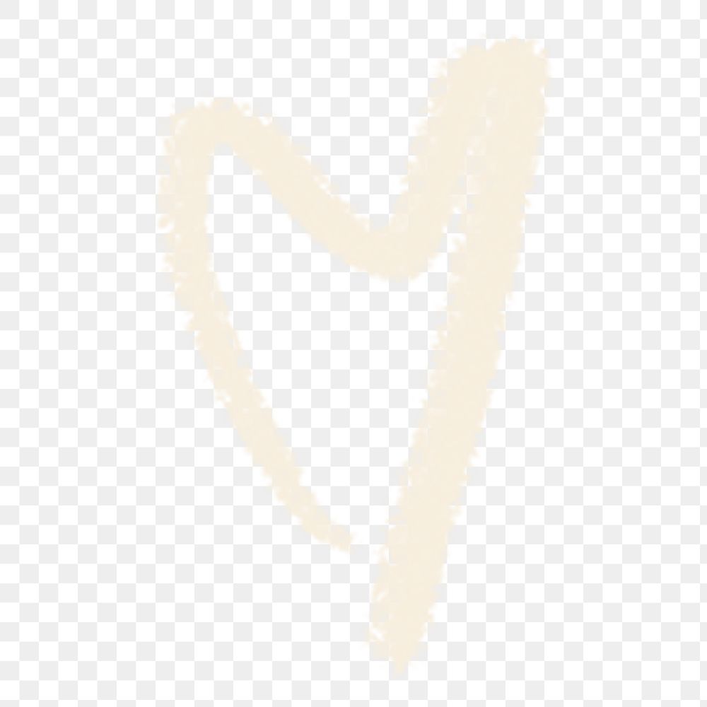 Crayon beige heart png sticker, transparent background