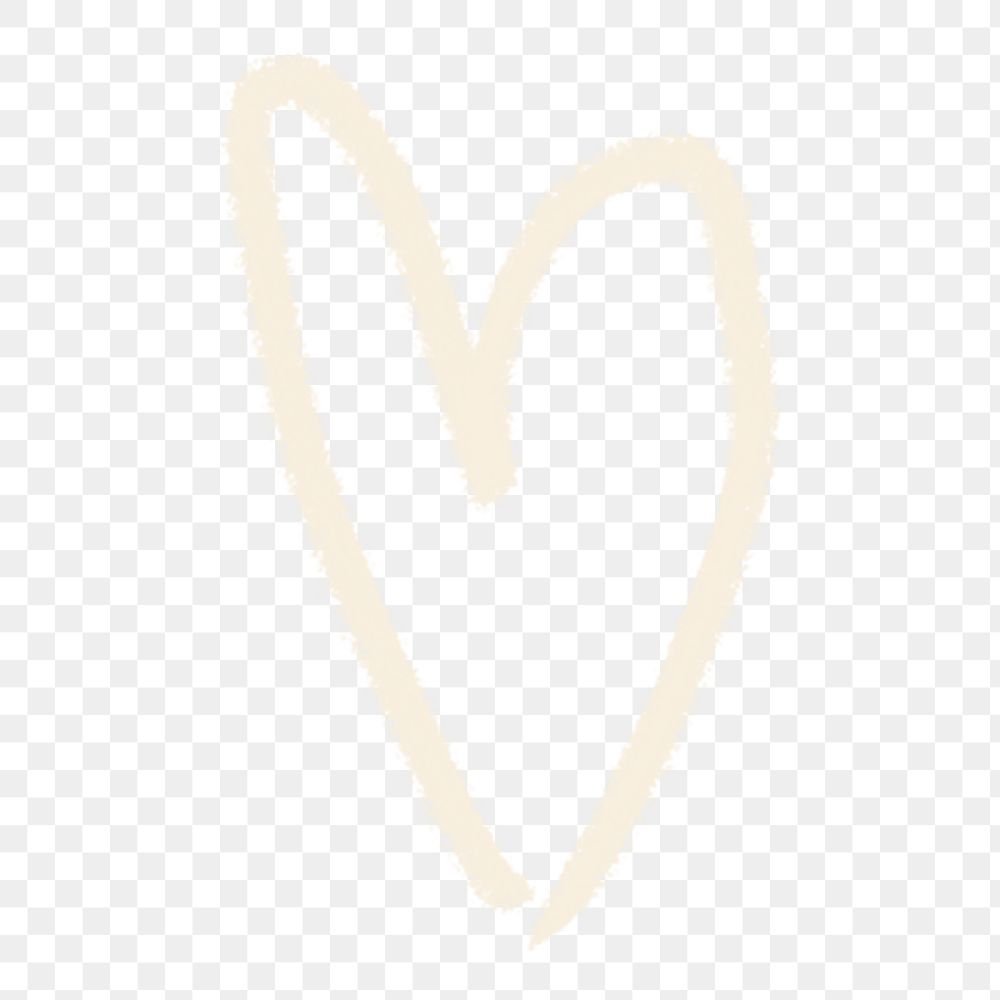 Heart png sticker, beige line graphic, transparent background