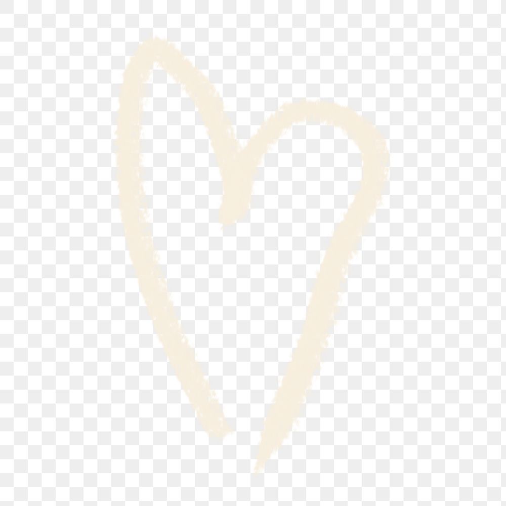Crayon heart png sticker, beige doodle, transparent background