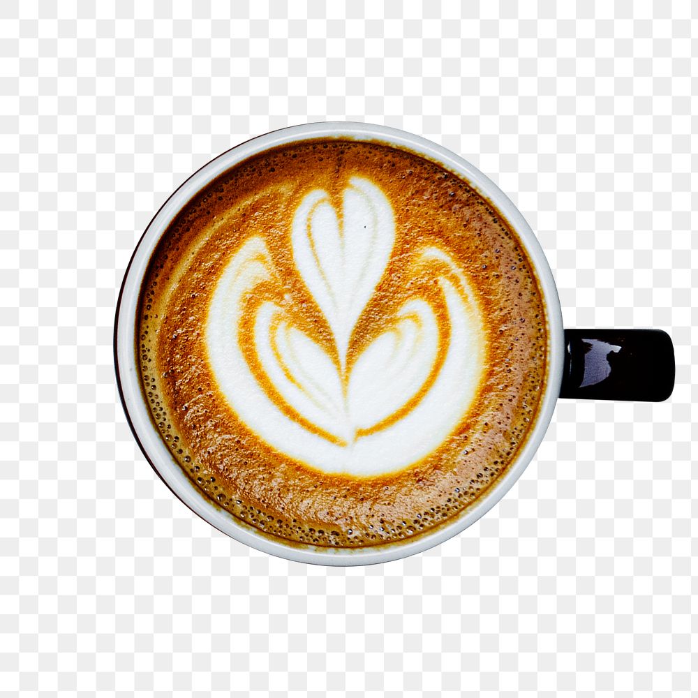 Coffee latte art png sticker, transparent background