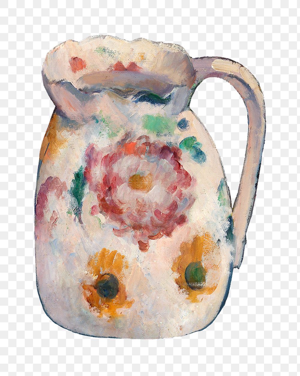  Png Cezanne’s jug sticker, still life painting, transparent background.  Remixed by rawpixel.