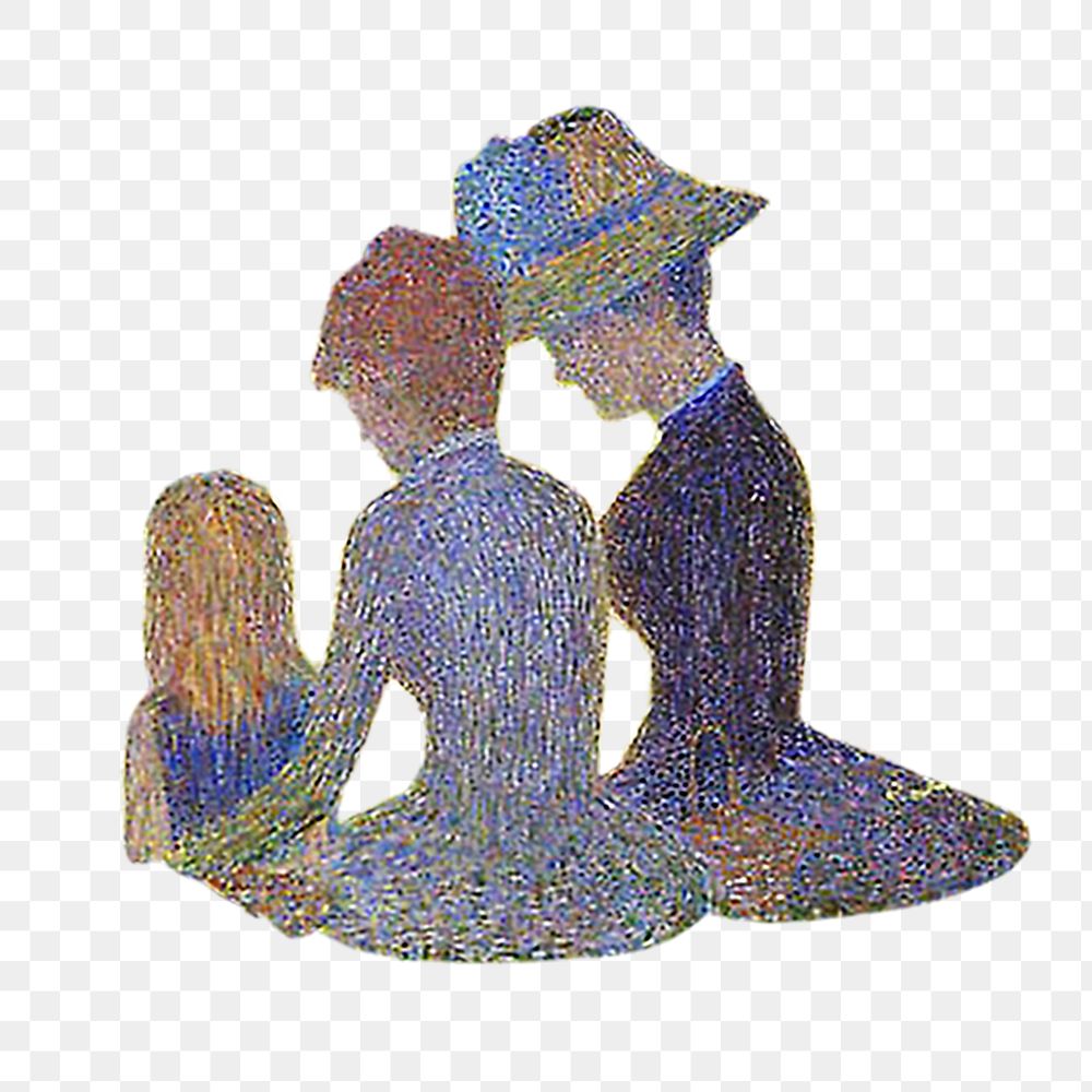 Png A Sunday on La Grande Jatte sticker, vintage family on transparent background by Georges Seurat. Remastered by rawpixel.