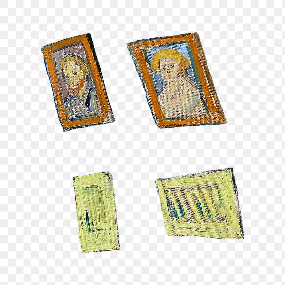 Van Gogh's png framed portraits sticker, transparent background. Remastered by rawpixel.