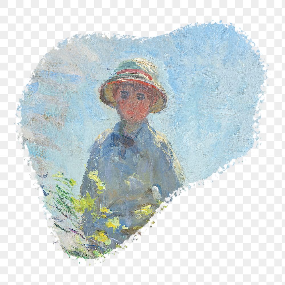 Monet's son png brush stroke sticker, transparent background. Famous art remixed by rawpixel.