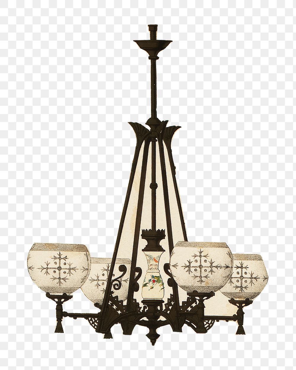 Victorian chandelier png vintage home decor sticker, transparent background. Remastered by rawpixel.