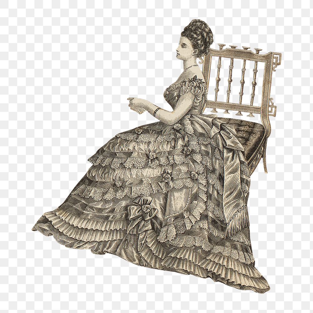 Victorian woman png sticker, transparent background. Remastered by rawpixel.