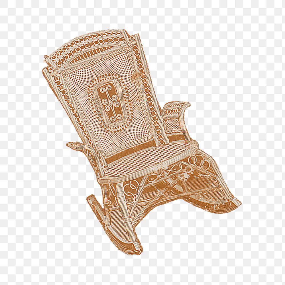 Rocking chair png Victorian furniture sticker, transparent background. Remastered by rawpixel.