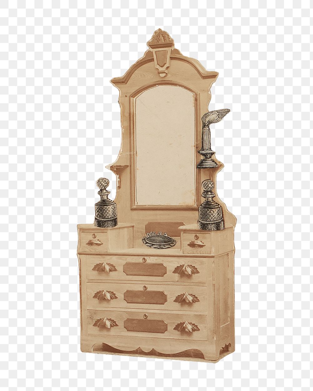 Vintage dressing table, Victorian furniture sticker, transparent background.  Remastered by rawpixel.