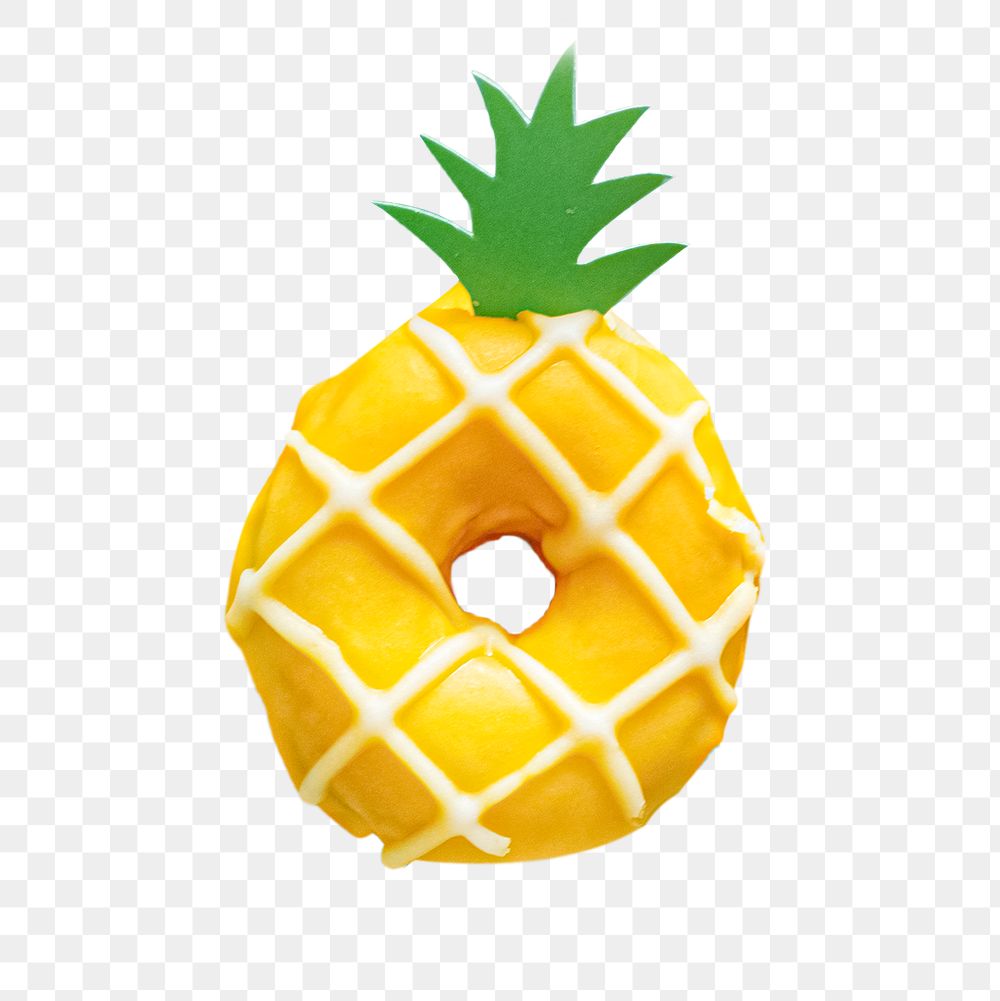 Pineapple donut png sticker, transparent background