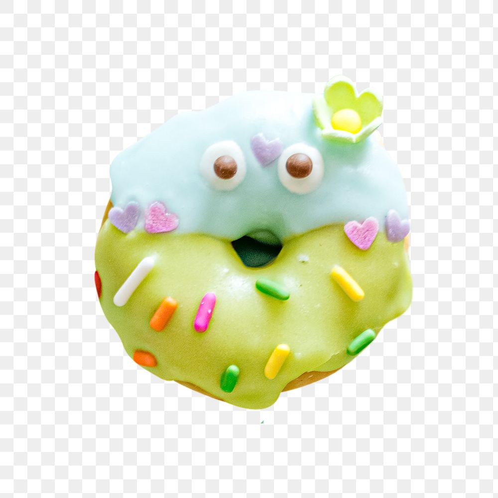 Cute monster donut png sticker, transparent background