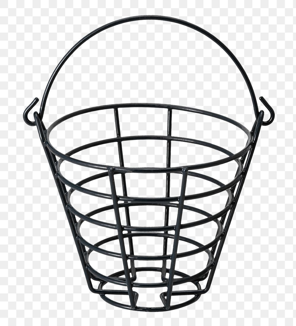 Black basket png object, transparent background