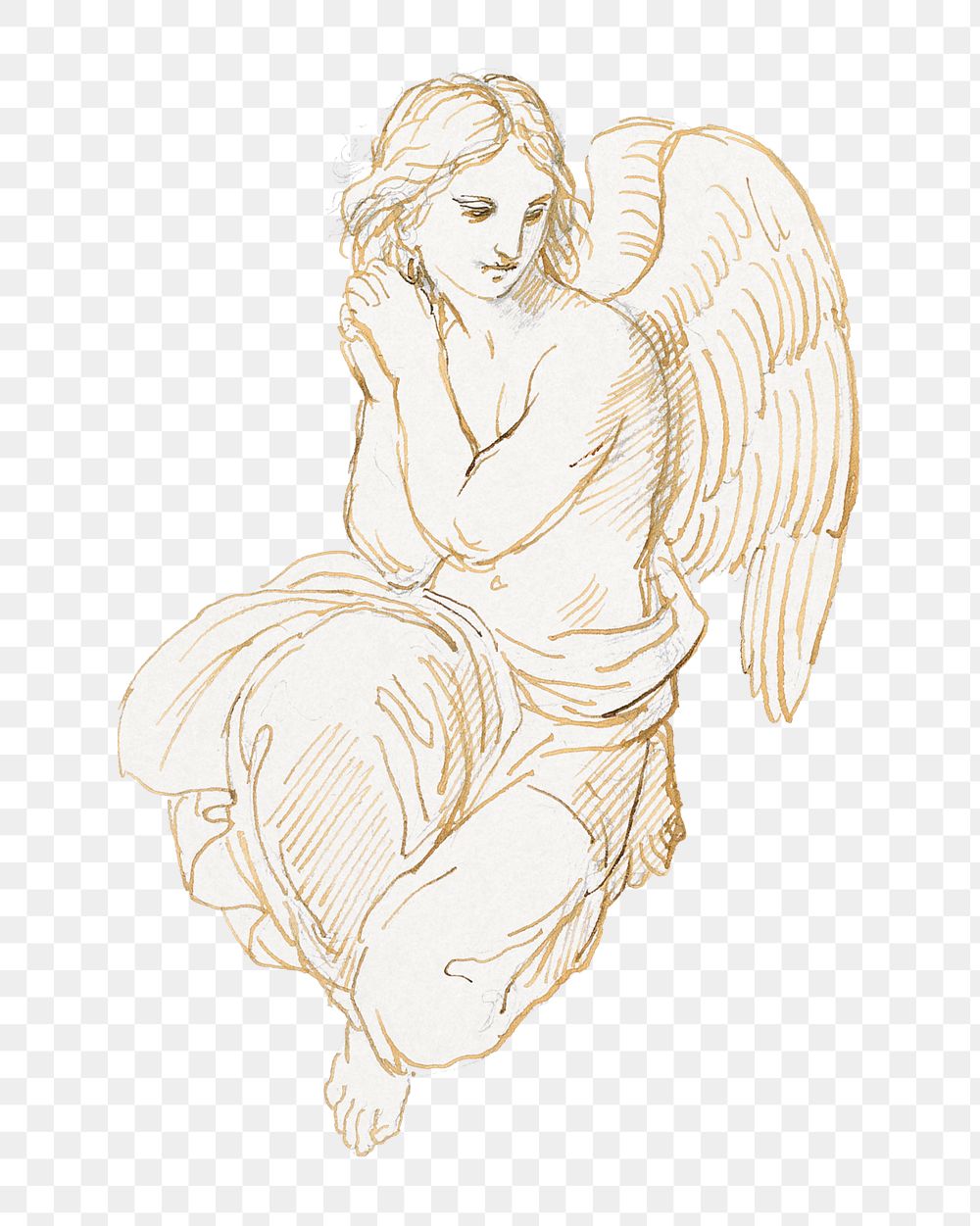  Angel sketch  png transparent background. Remixed by rawpixel.