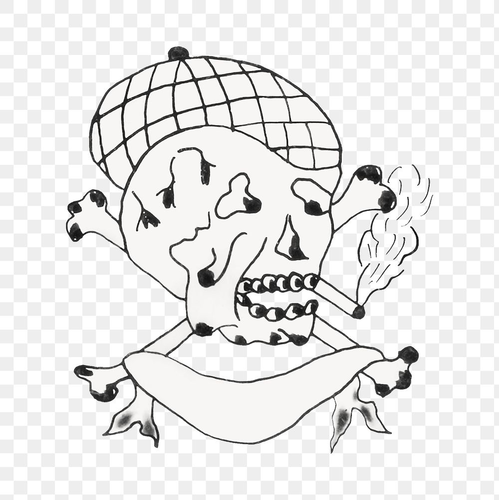 PNG Skull smoking cigarette transparent background. Remixed by rawpixel.