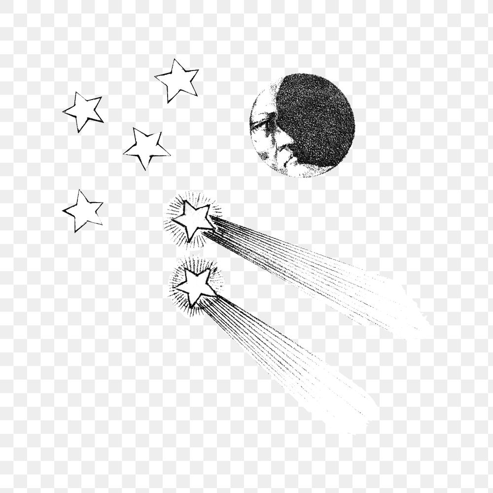 PNG Shooting stars, vintage celestial illustration, transparent background.  Remixed by rawpixel. 