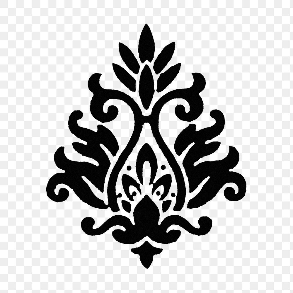 PNG Ornate floral, decorative element illustration, transparent background.  Remixed by rawpixel. 