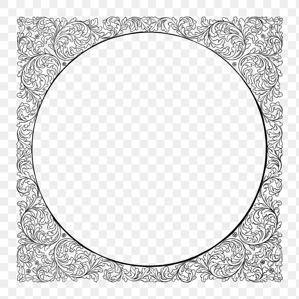 PNG Vintage floral frame, circle design by Francis Augustus Lathrop, transparent background.  Remixed by rawpixel. 