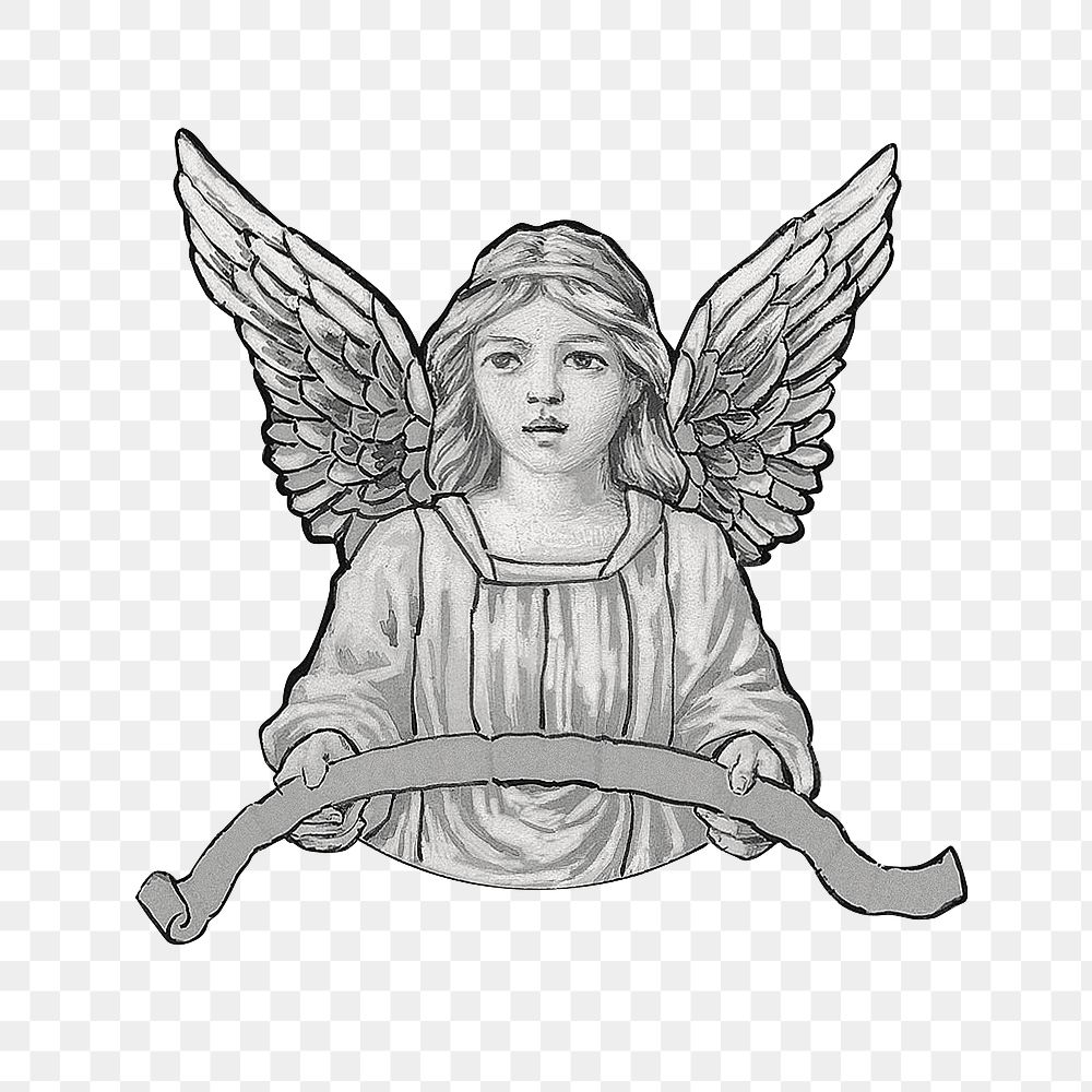 PNG Angel, vintage illustration by Francis Augustus Lathrop, transparent background.  Remixed by rawpixel. 
