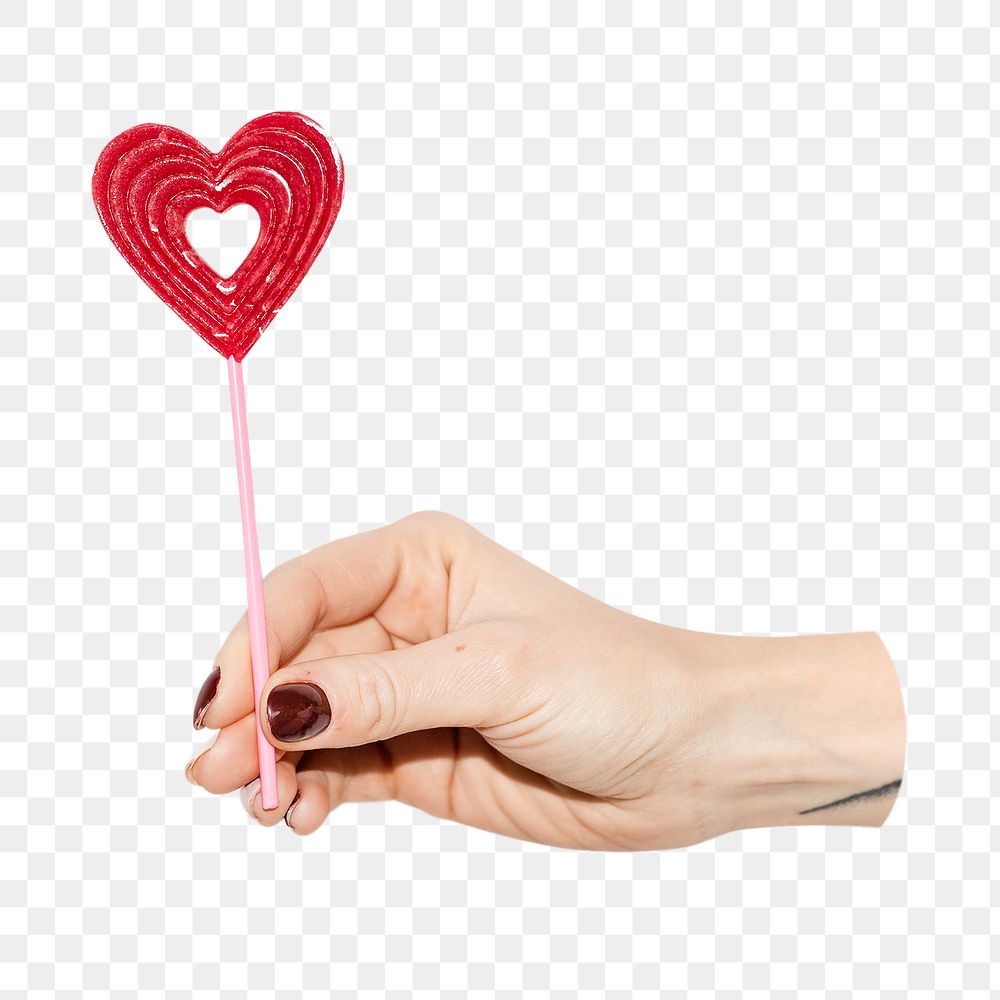 Valentine png sweet-heart lollipop, transparent background