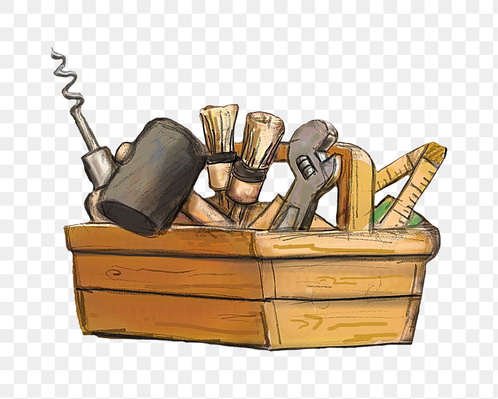 Tool box png vintage illustration, transparent background. Remixed by rawpixel. 