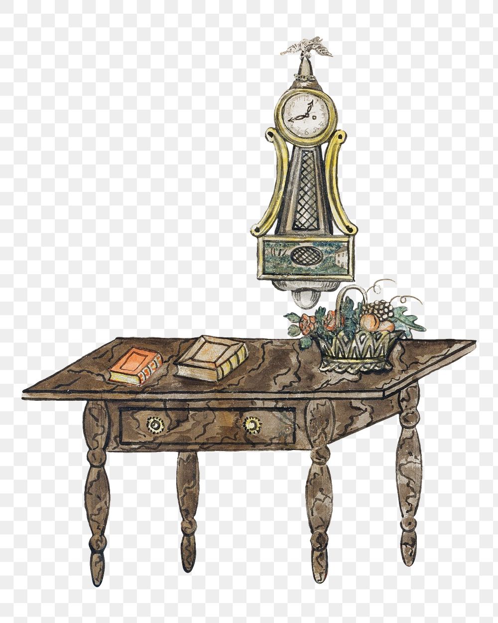 PNG Victorian reading table, vintage illustration by Joseph H. Davis, transparent background. Remixed by rawpixel.