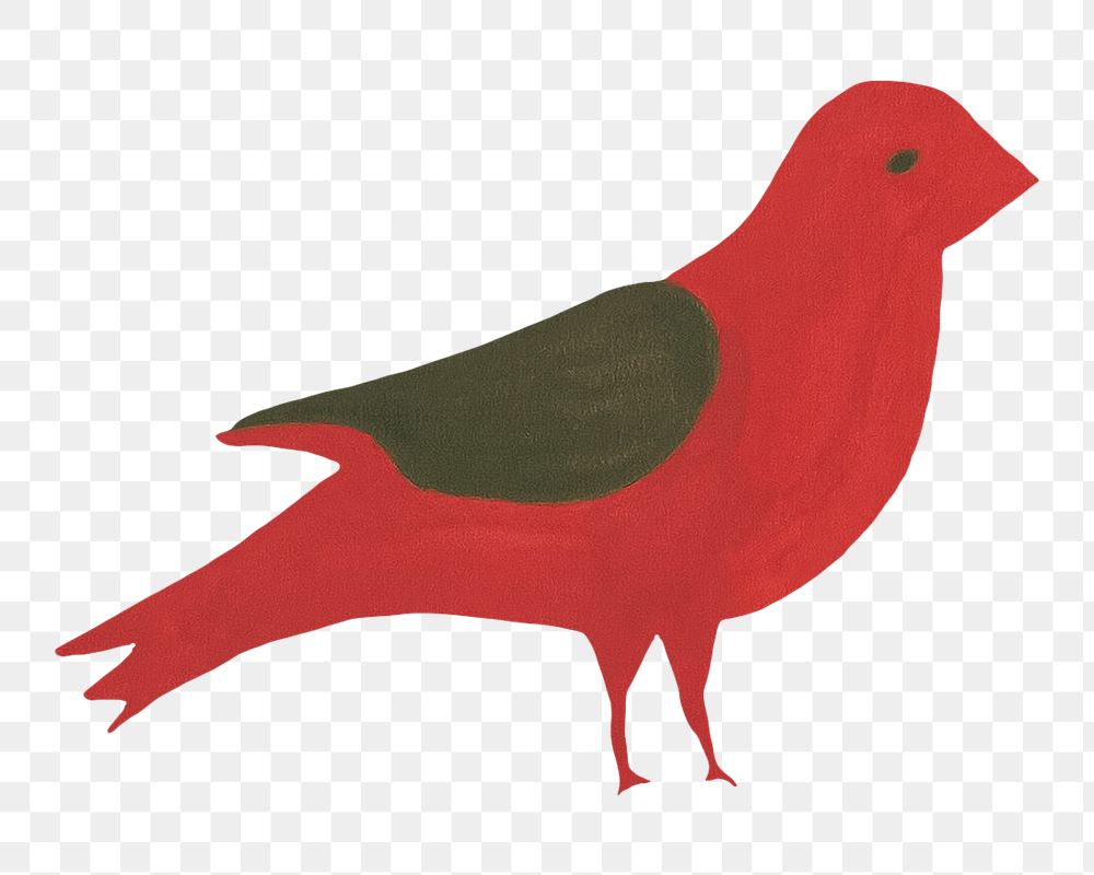 PNG Red bird, vintage animal illustration by Mildred E. Bent, transparent background. Remixed by rawpixel.