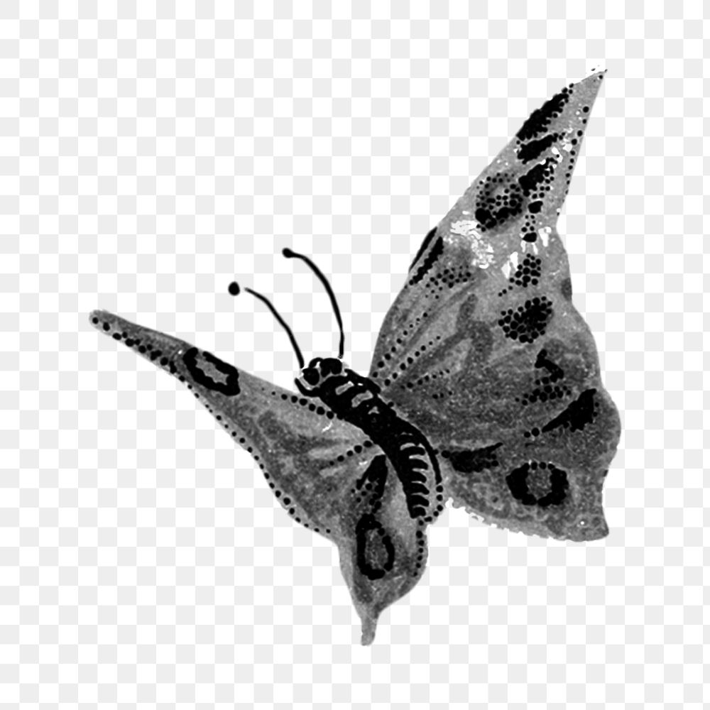 Butterfly monotone png animal, transparent background. Remixed by rawpixel.
