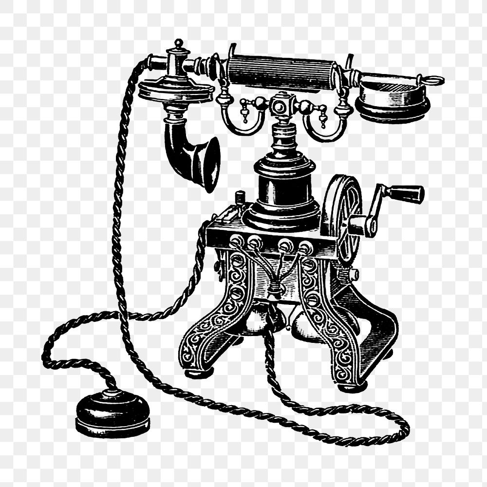 Vintage telephone png illustration, transparent background. Remixed by rawpixel.