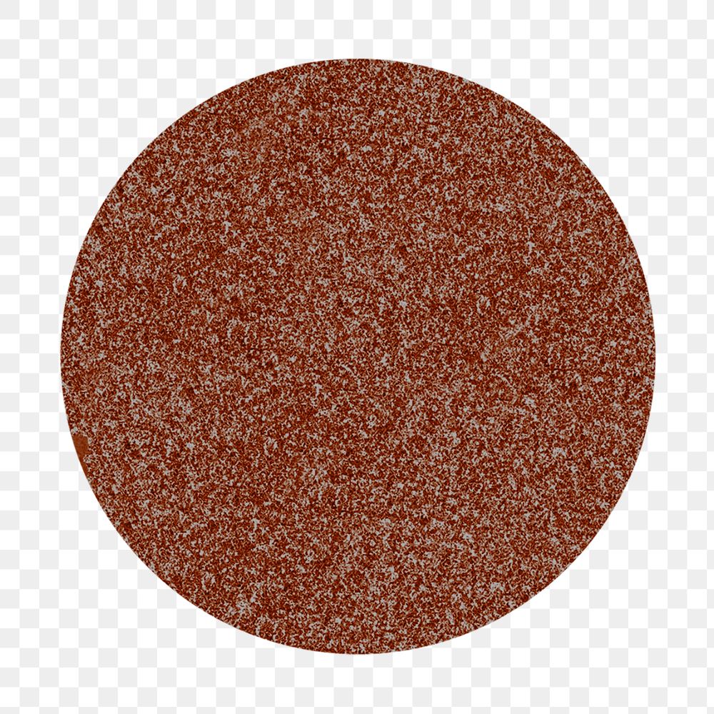 Glittery circle badge png, brown geometric shape, transparent background