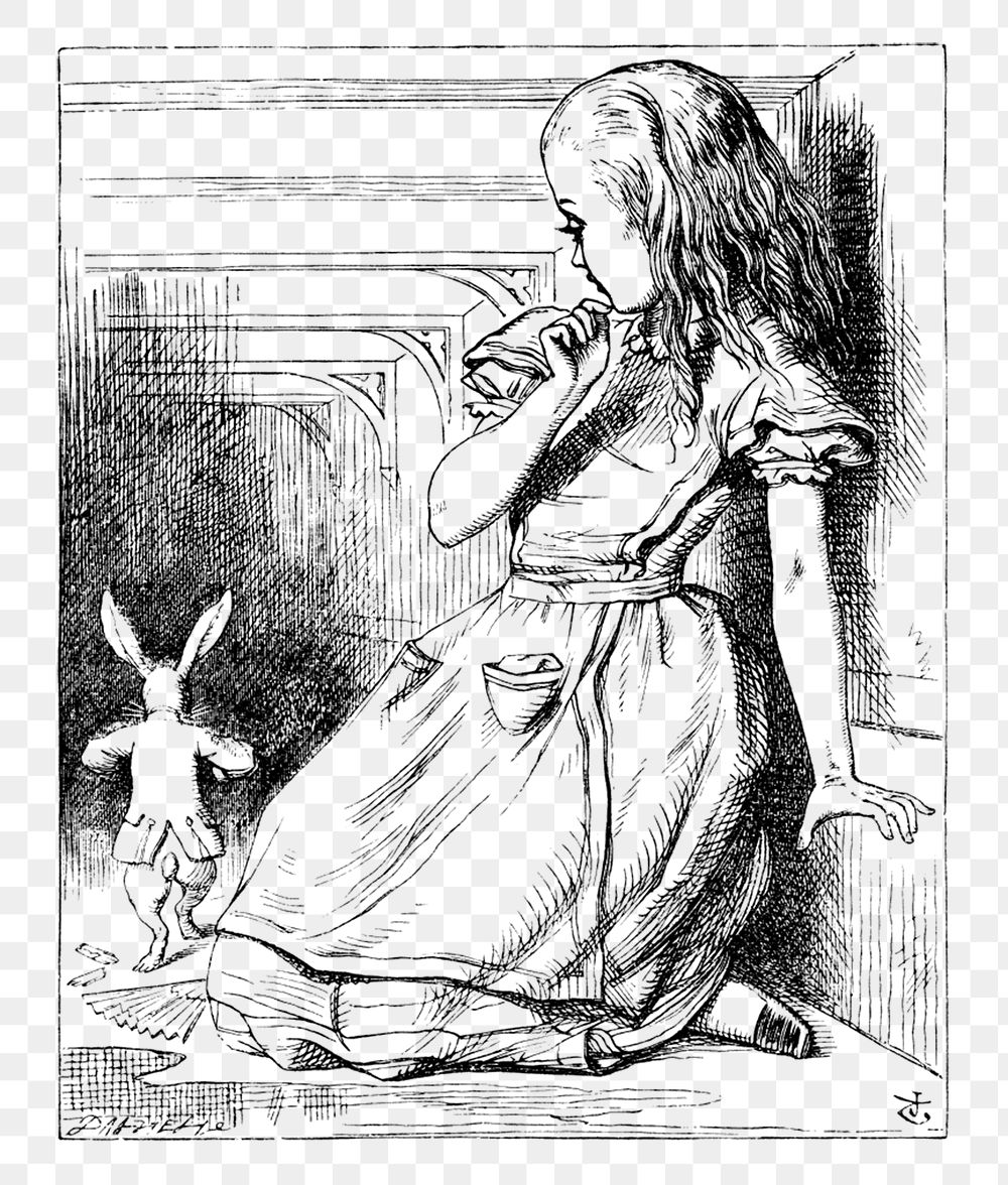 Png Alice's Adventures in Wonderland (1865) by John Tenniel collage element, transparent background