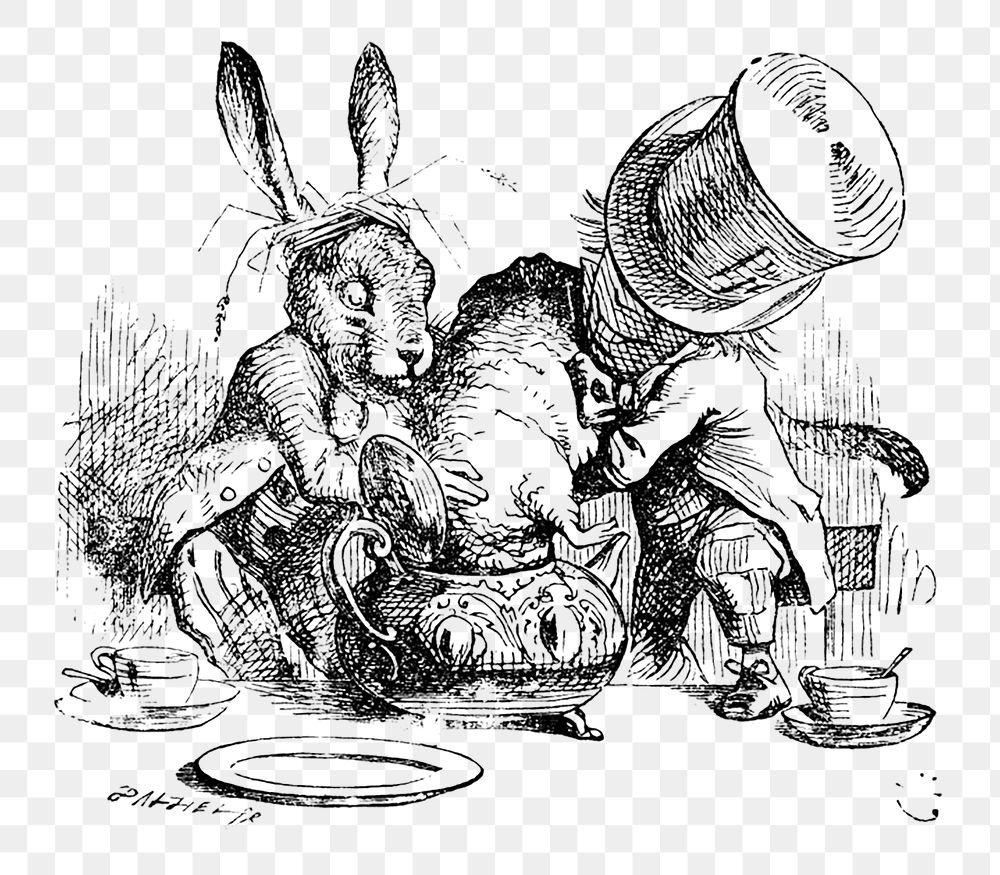 Png Alice's Adventures in Wonderland (1865) by John Tenniel collage element, transparent background