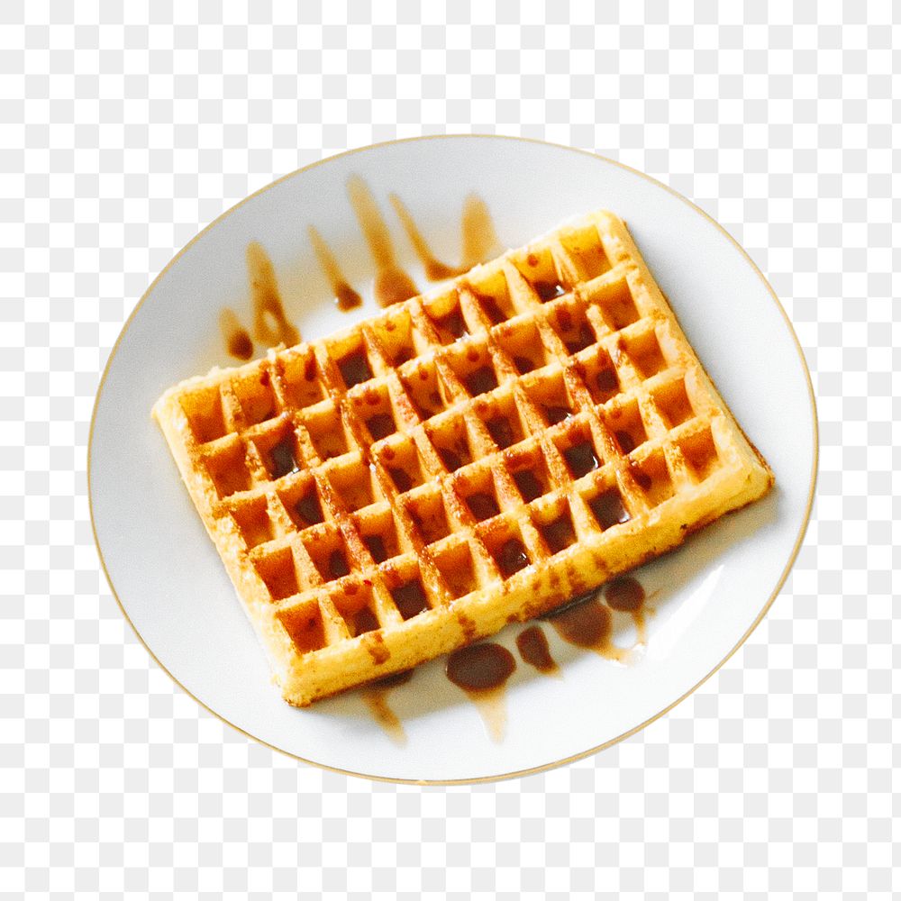 Waffle breakfast food png, transparent background
