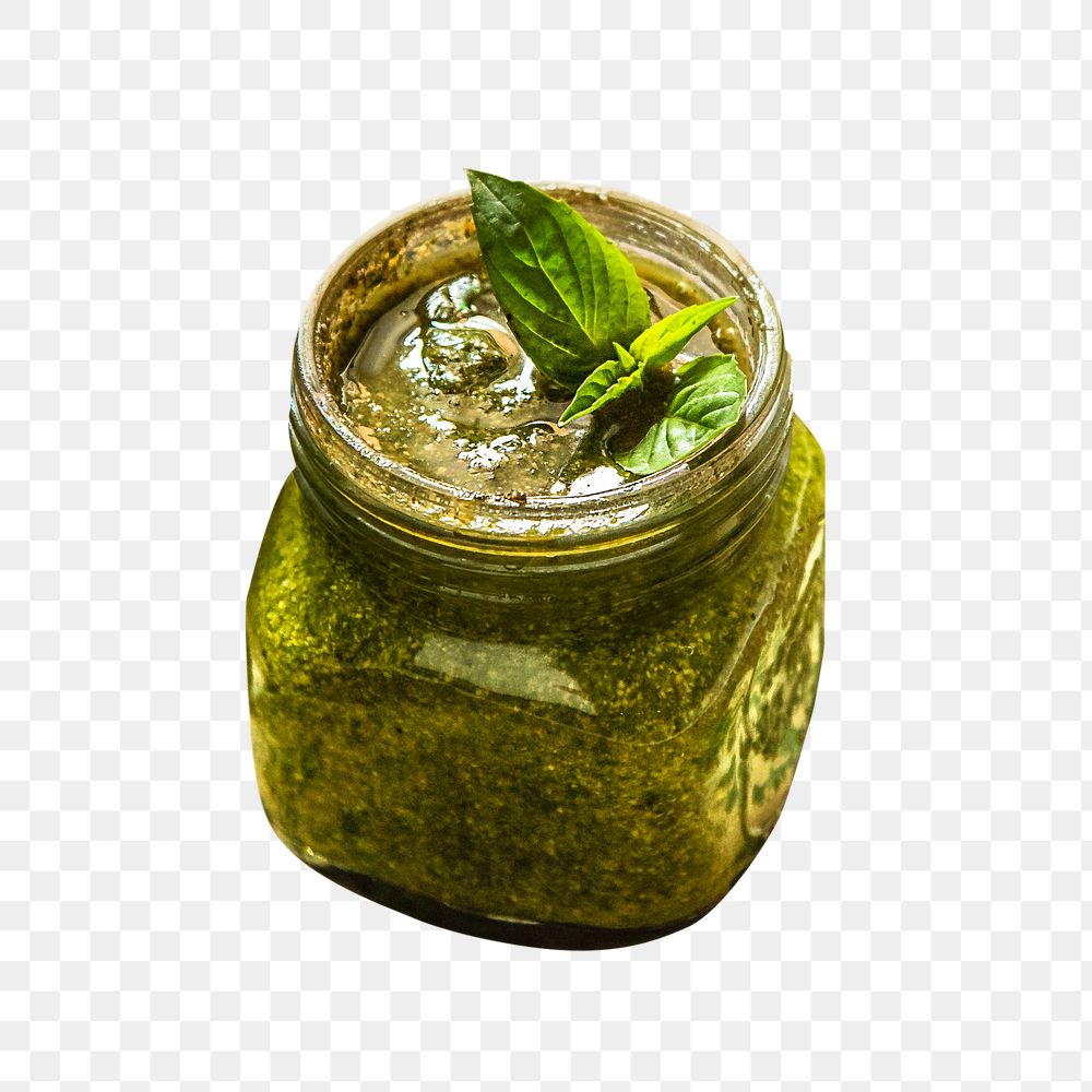 Basil pesto sauce png, transparent background