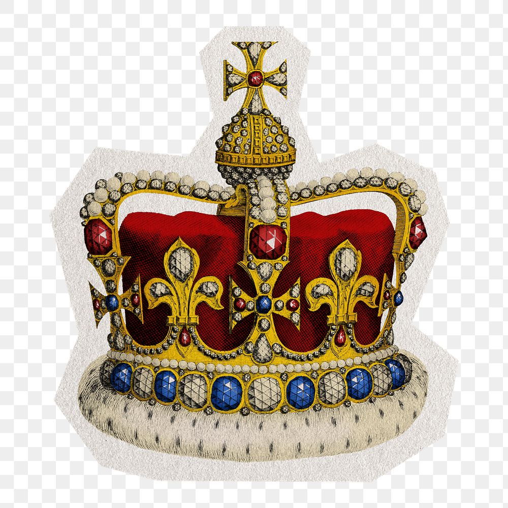 Royal crown png sticker, transparent background, remixed by rawpixel.