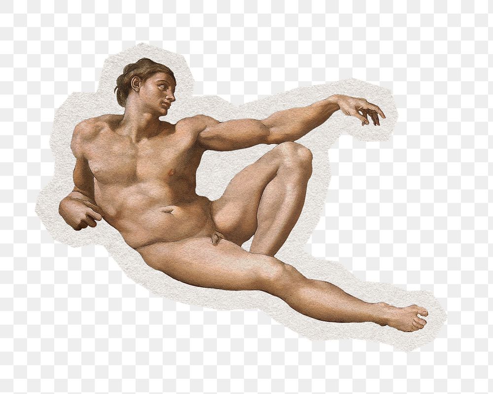 Creation of Adam png sticker, transparent background by Michelangelo Buonarroti, remixed by rawpixel.